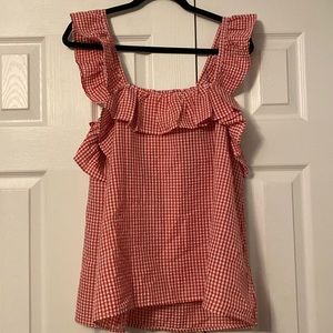 &Merci Red Gingham Ruffle Tank